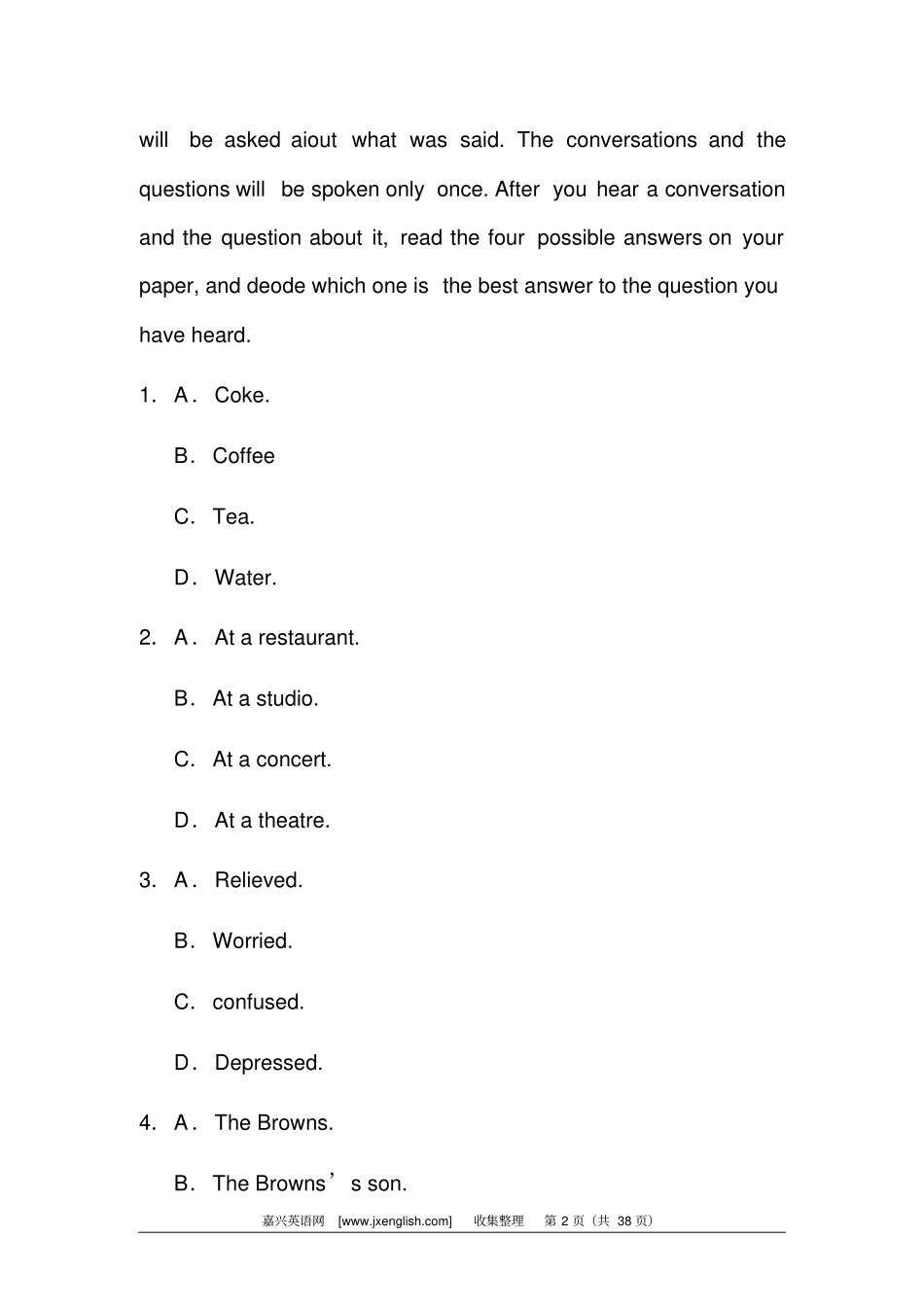 2015年全国普通高等学校招生模拟考试英语试卷6_第2页