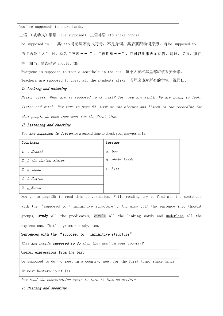 九年级英语全册 Unit 12 You’re supposed to shake hands教案 人教新目标版_第2页
