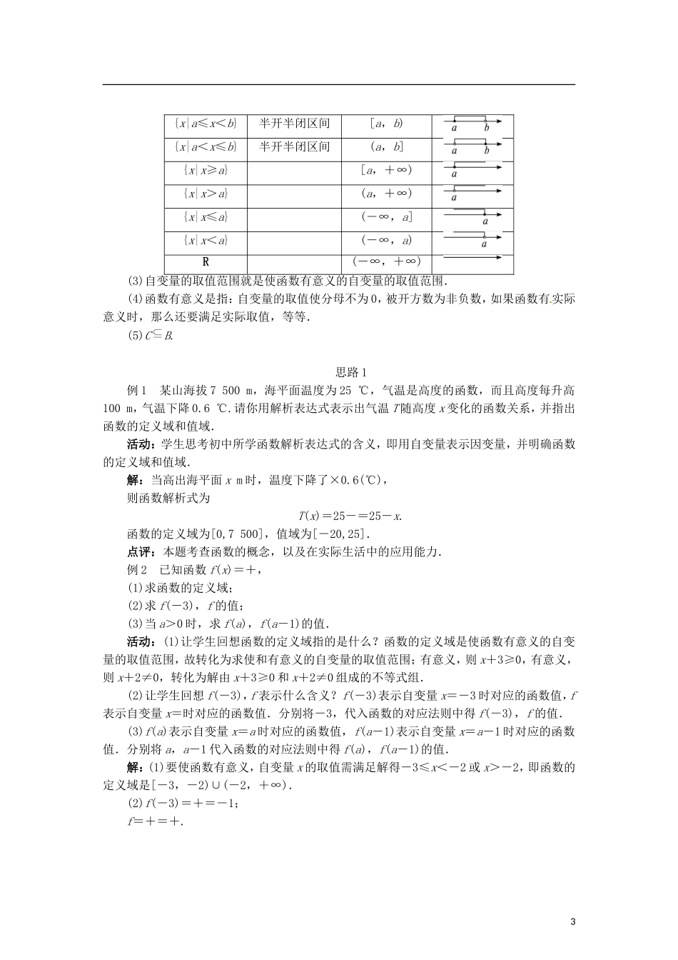 高中数学 2.2.1函数概念教学设计 北师大版必修1-北师大版高一必修1数学教案_第3页