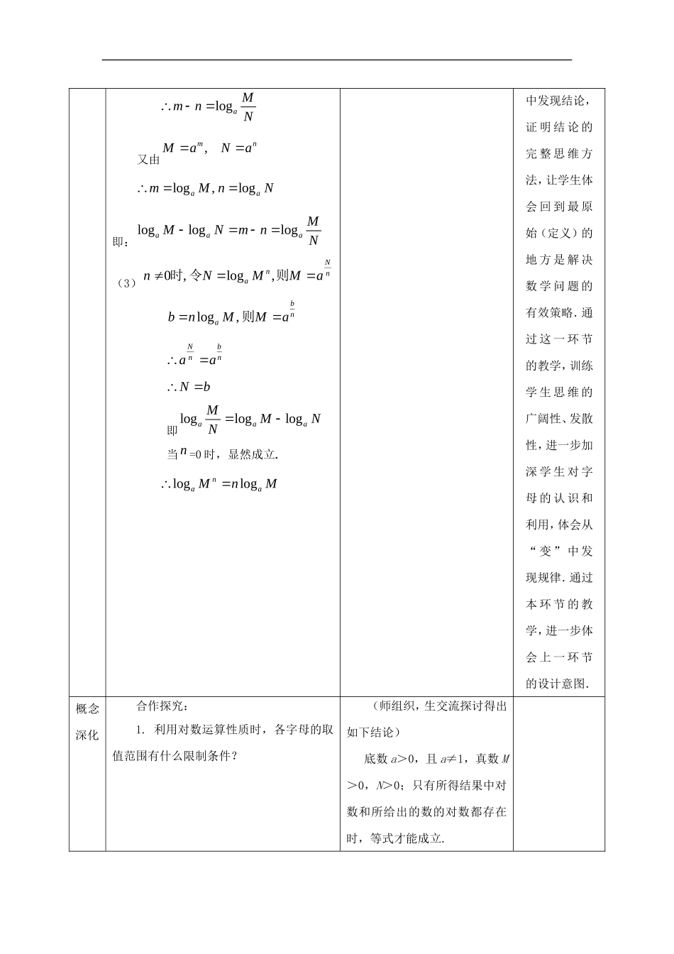 高中数学 2.2.1 对数与对数运算第二课时教案 新人教版必修1-新人教版高一必修1数学教案_第3页