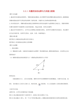 高中数学 2.2.1 向量的加法运算与几何意义教案-人教版高中全册数学教案