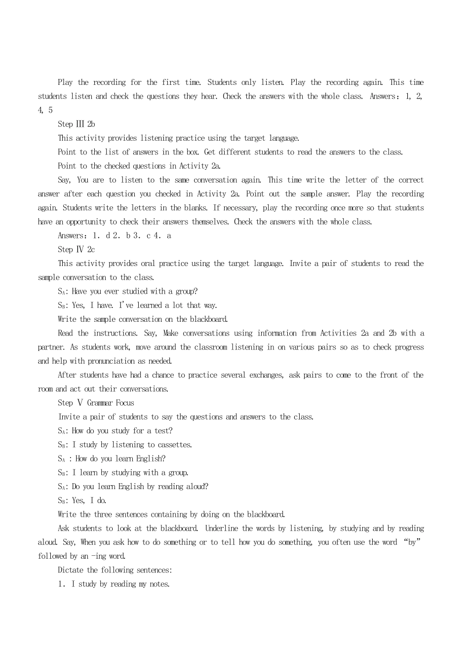 九年级英语全册 Unit 1 How do you study for a test？The Second Period教案 人教新目标版_第2页