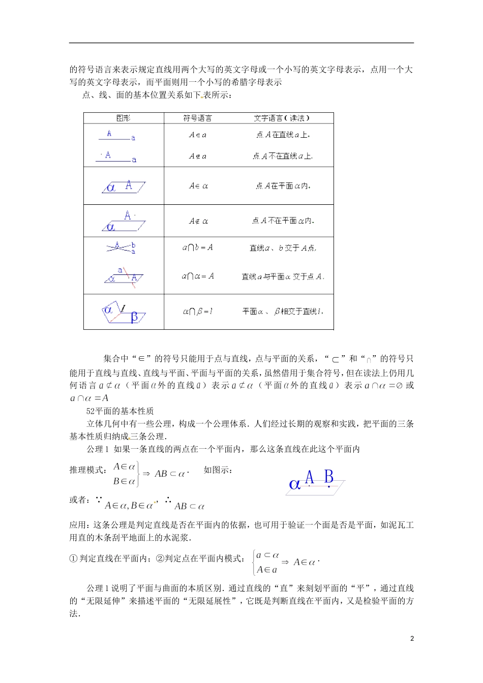 高中数学 2.1空间点、直线、平面之间的位置关系教案二 新人教A版必修2_第2页