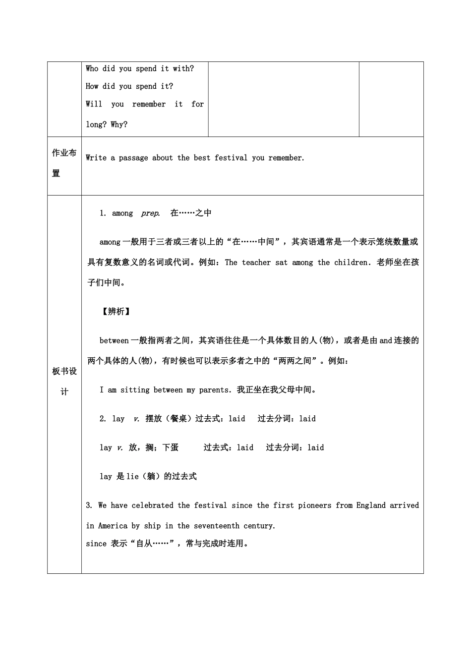 学年九年级英语上册 Module 2 Public holidays Unit 2 We have celebrated the festival since the first pioneers arrived in America教案 （新版）外研版-（新版）外研版初中九年级上册英语教案_第3页