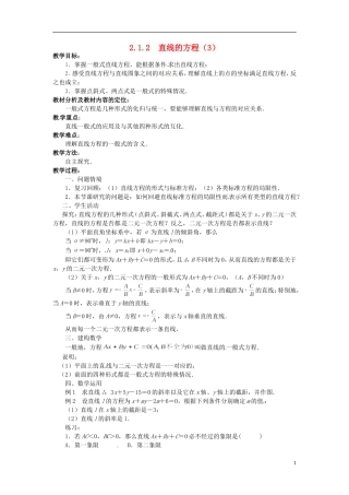 高中数学 2.1直线的方程教案 苏教版必修2-苏教版高一必修2数学教案