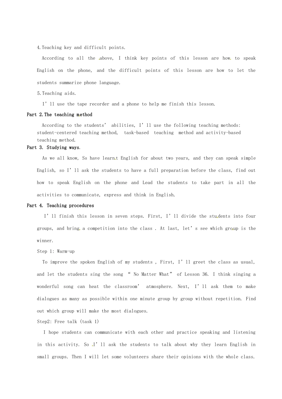 八年级英语上册 Unit6lesson41A Phone Friend说课稿 冀教版_第2页