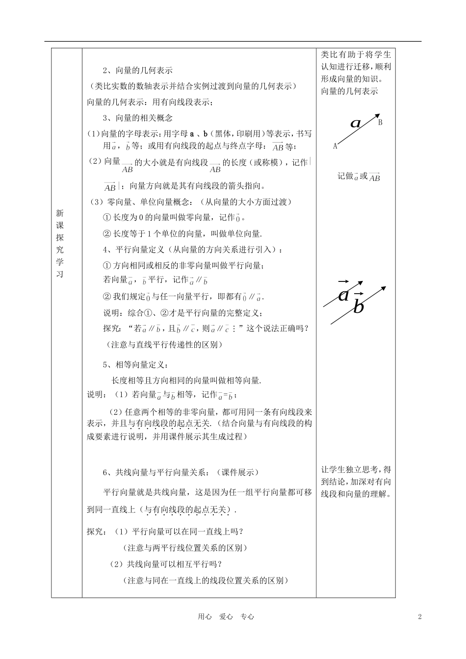 高中数学 2.1平面向量的实际背景及基本概念教案2 新人教A版必修4_第2页
