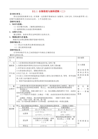 高中数学 2.1合情推理与演绎推理（二）教案 新人教版选修1-2-新人教版高二选修1-2数学教案