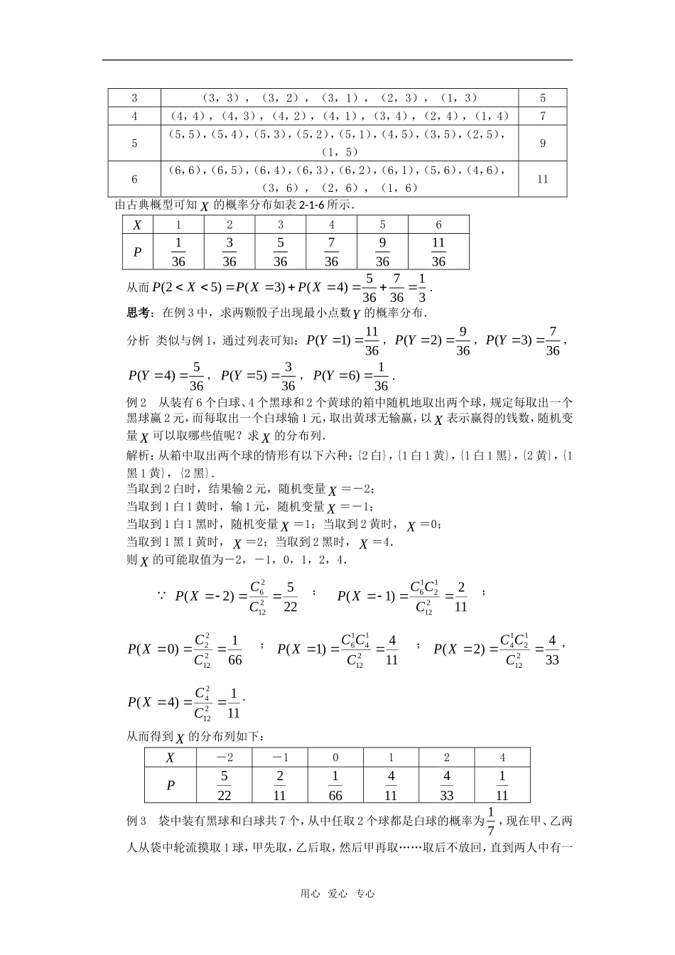 高中数学 2.1《随机变量及其概率分布》教案（2） 苏教版选修2—3_第2页