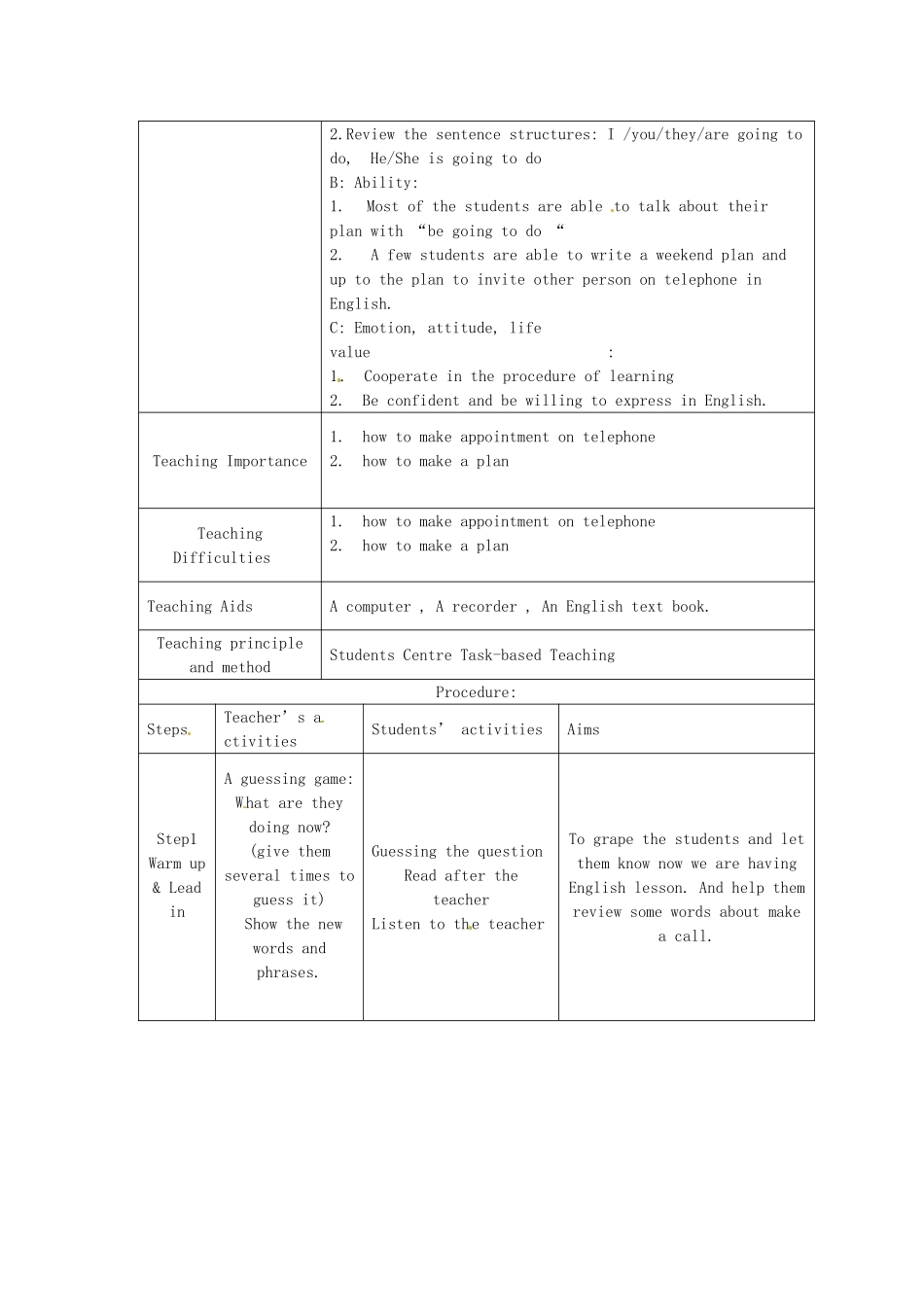 八年级英语上册 Unit 1 Free Time Lesson 4 We are doing something fun this weekend教案北师大版_第2页