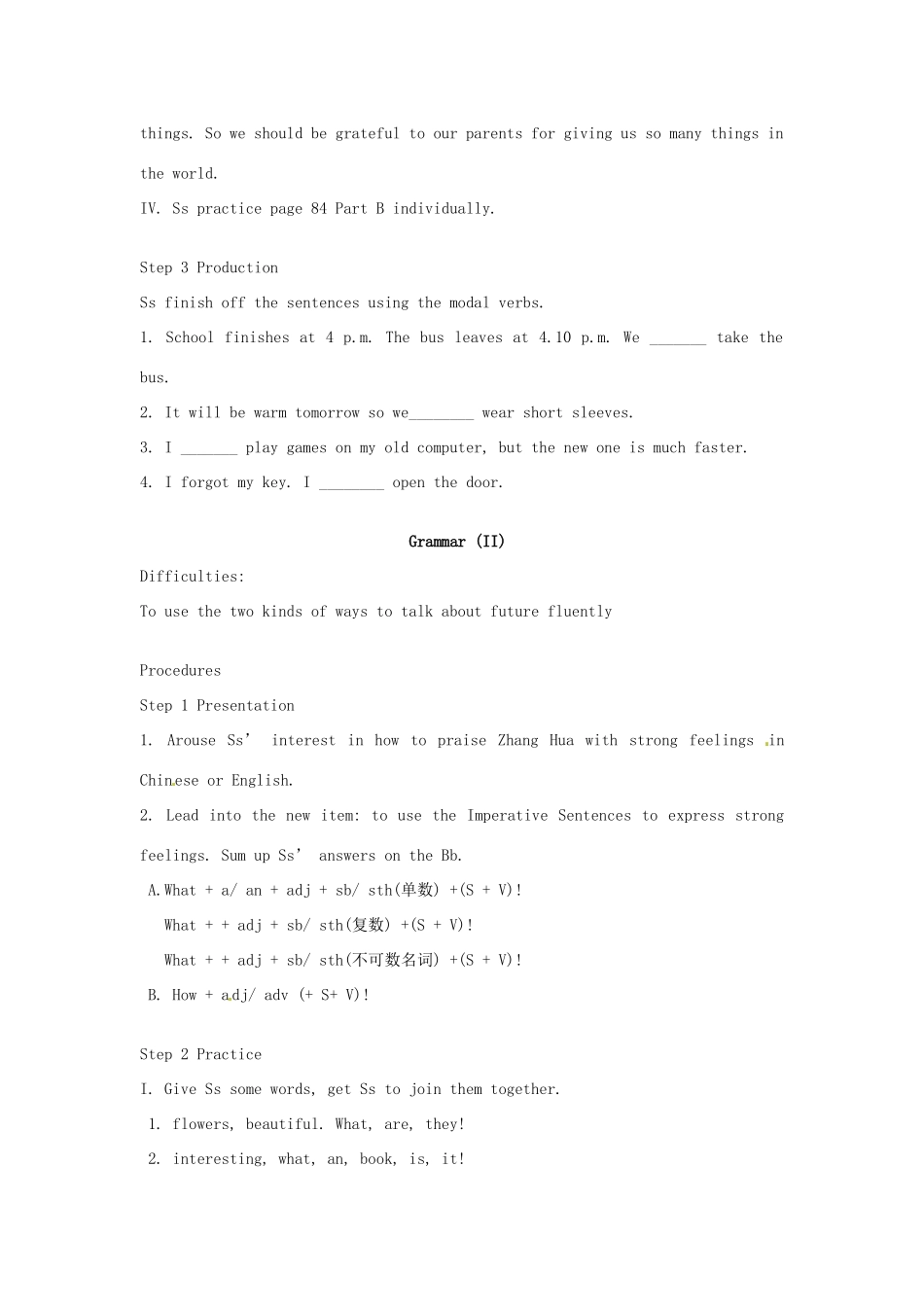 七年级英语下册 Unit 5 Abilities Grammar教案 牛津版_第2页