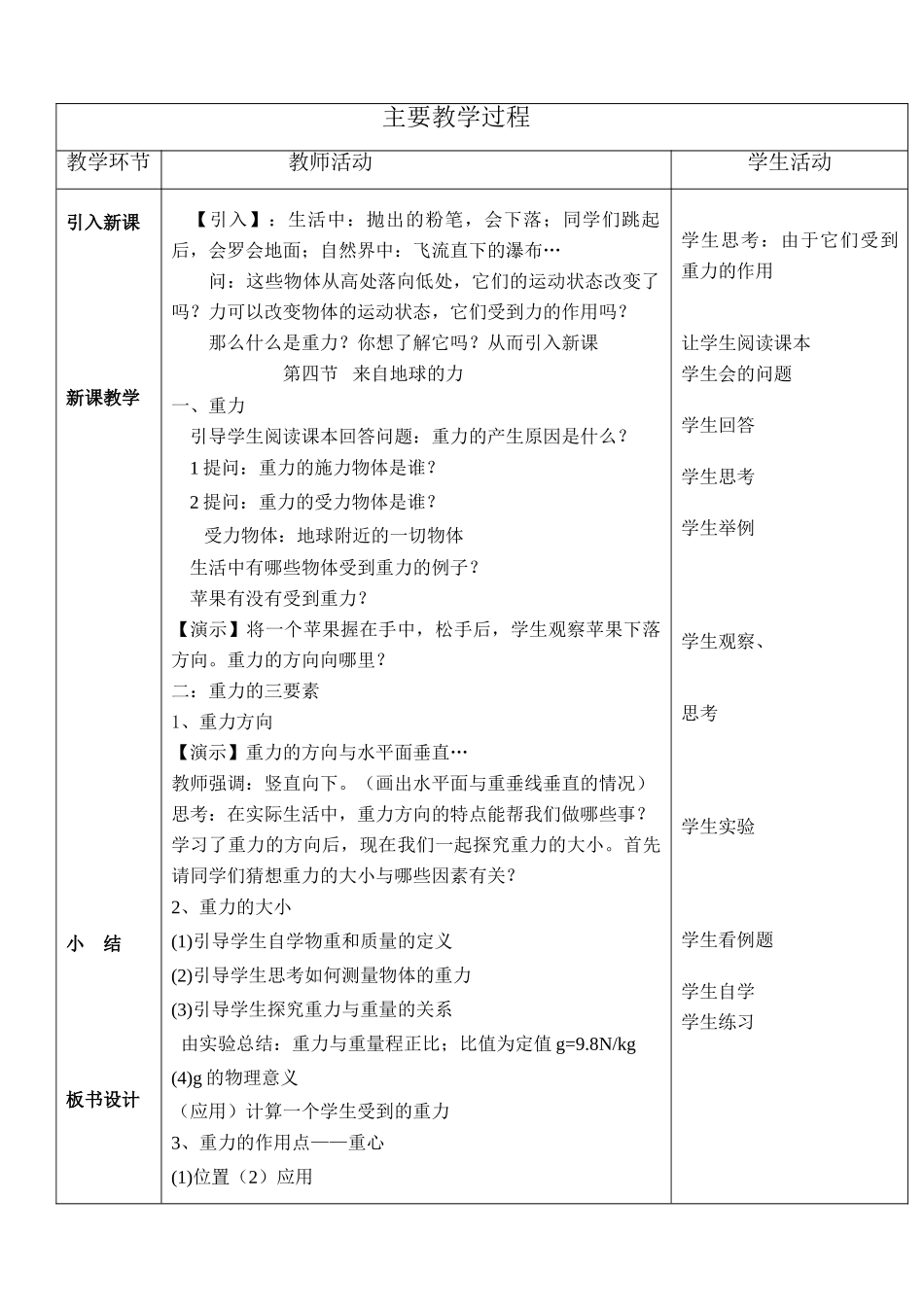 八年级物理 5.4重力公开课教案 沪科版_第2页