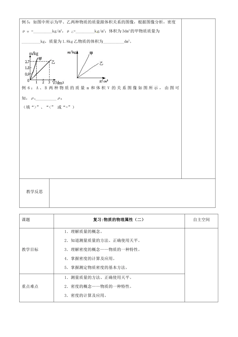 八年级物理下册 第六章 物质的物理属性期中复习教案 （新版）苏科版-（新版）苏科版初中八年级下册物理教案_第3页