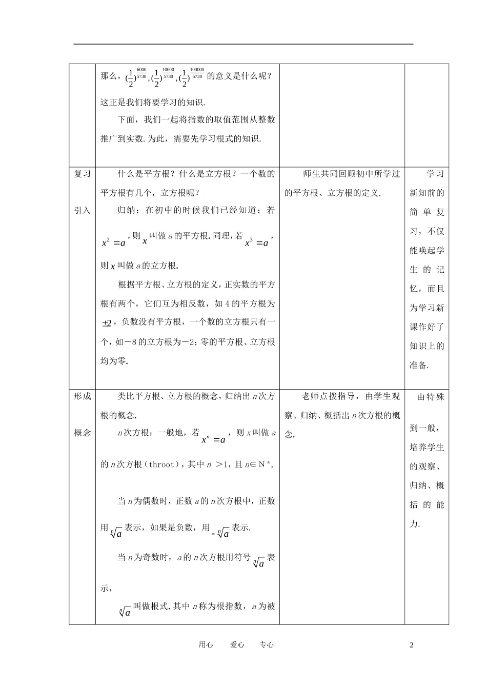 高中数学 2.1.1指数与指数幂的运算（一）全册精品教案 新人教A版必修1_第2页
