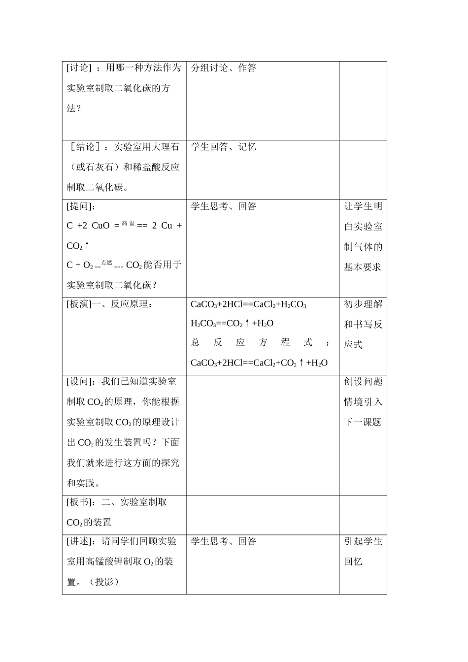 九年级化学上册 6.2二氧化碳制取的研究教案1 人教新课标_第3页