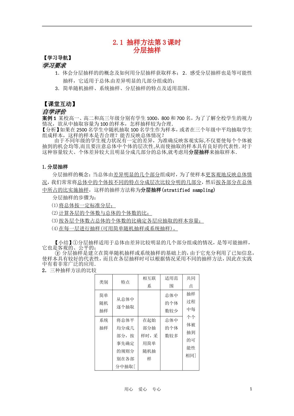 高中数学 2.1 抽样方法第3课时教案 苏教版必修3_第1页
