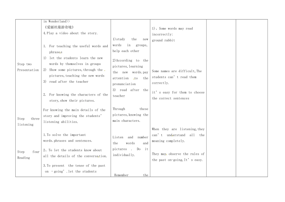 学年八年级英语上册 Module 7 A famous story Unit 1 Alice was sitting with her sister by the river教案 （新版）外研版-（新版）外研版初中八年级上册英语教案_第3页