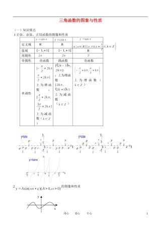 高中数学 1．4 三角函数的图象与性质教案1 新人教版必修4