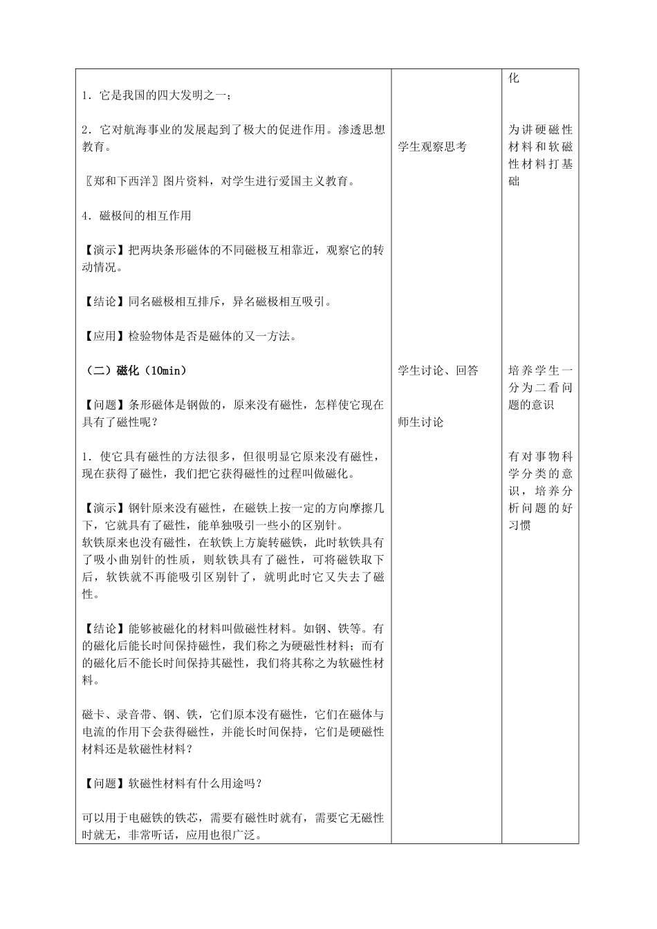 吉林省四平市第十七中学九年级物理全册《20.1 磁现象》教案1 （新版）新人教版_第3页