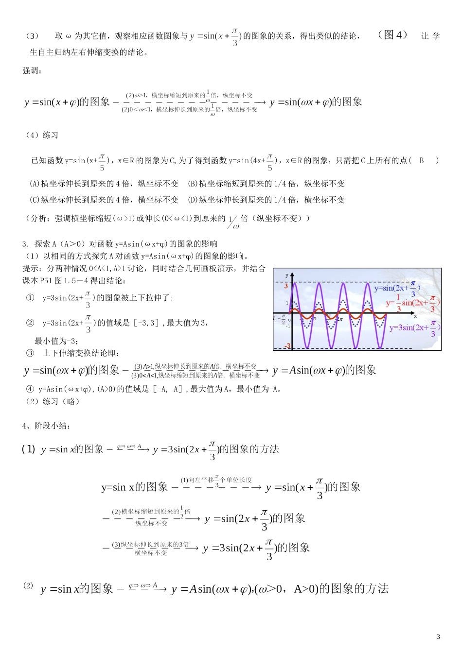 高中数学 1.5函数yAsin（ωxφ）的图象（第1课时）教案 新人教A版必修4-新人教A版高一必修4数学教案_第3页