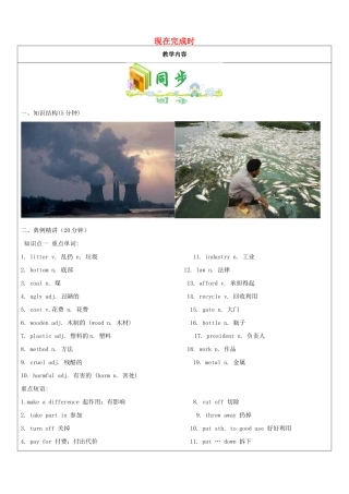 吉林省长春市九年级英语全册 教师辅导讲义 Unit 13 We’re trying to save the earth现在完成时 （新版）人教新目标版-（新版）人教新目标版初中九年级全册英语教案