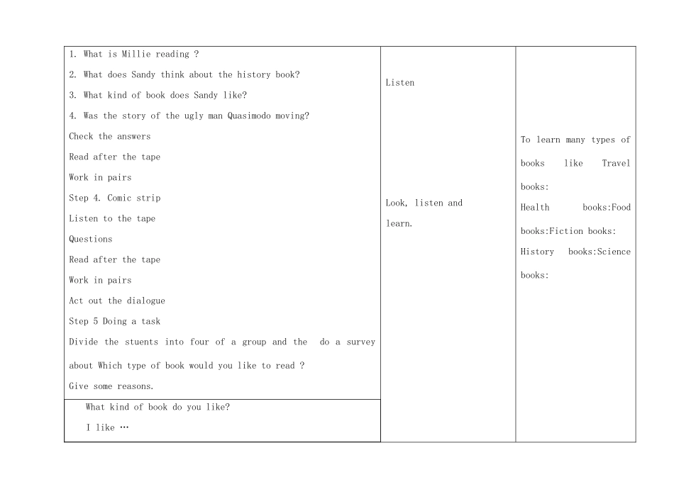 八年级英语下册 Unit 4 A Good Read Comic and strip﹠welcome to the unit教案 （新版）牛津版-（新版）牛津版初中八年级下册英语教案_第3页
