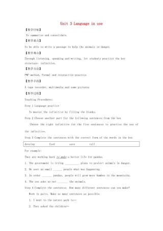 八年级英语上册 Module 6 Animals in danger Unit 3 Language in use教案 （新版）外研版-（新版）外研版初中八年级上册英语教案