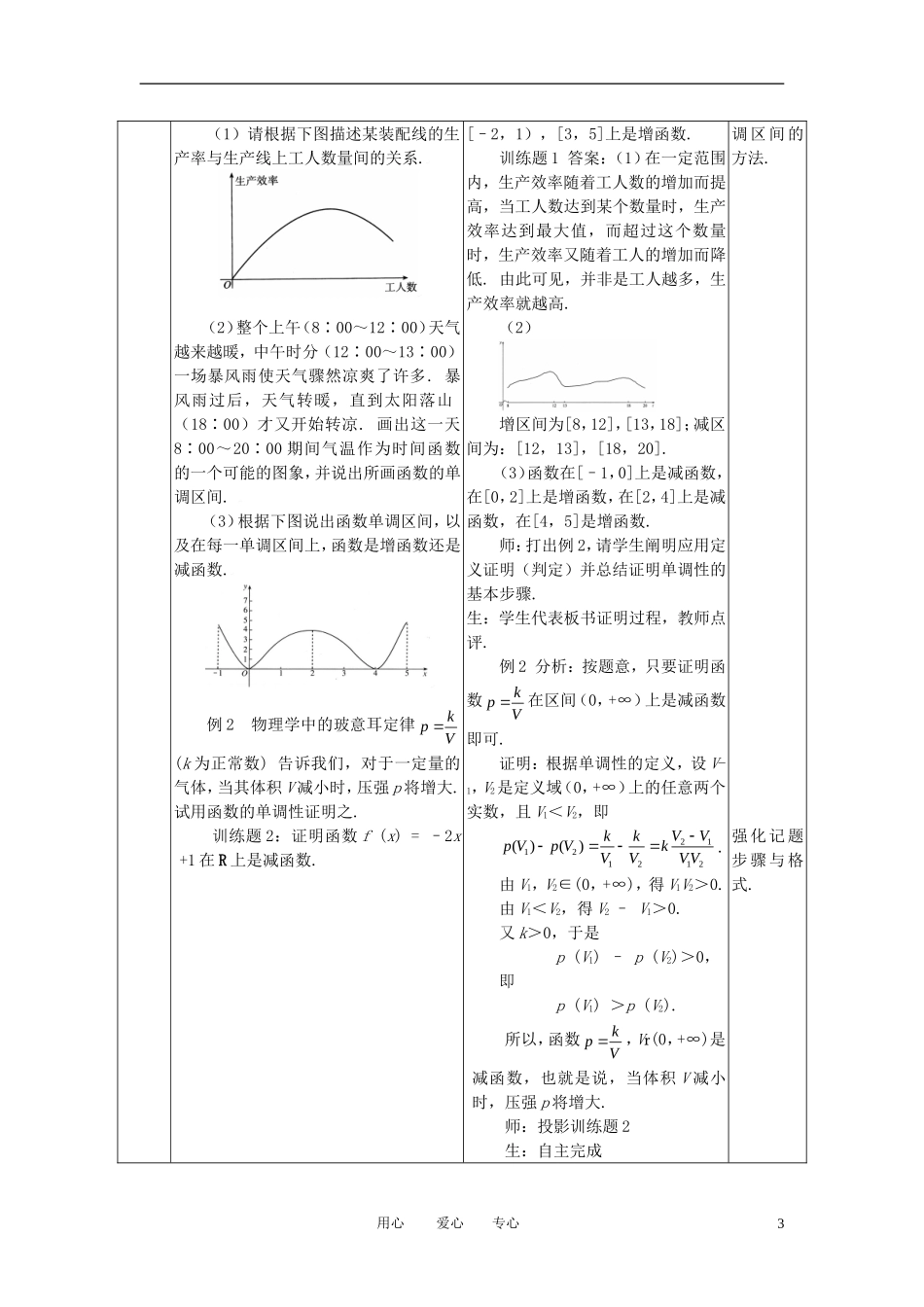 高中数学 1.3.1函数的单调性全册精品教案 新人教A版必修1_第3页