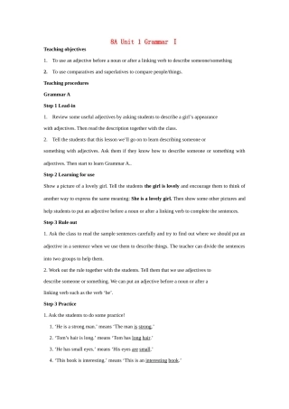 八年级英语上册 Unit 1 Friends特色教案 牛津版