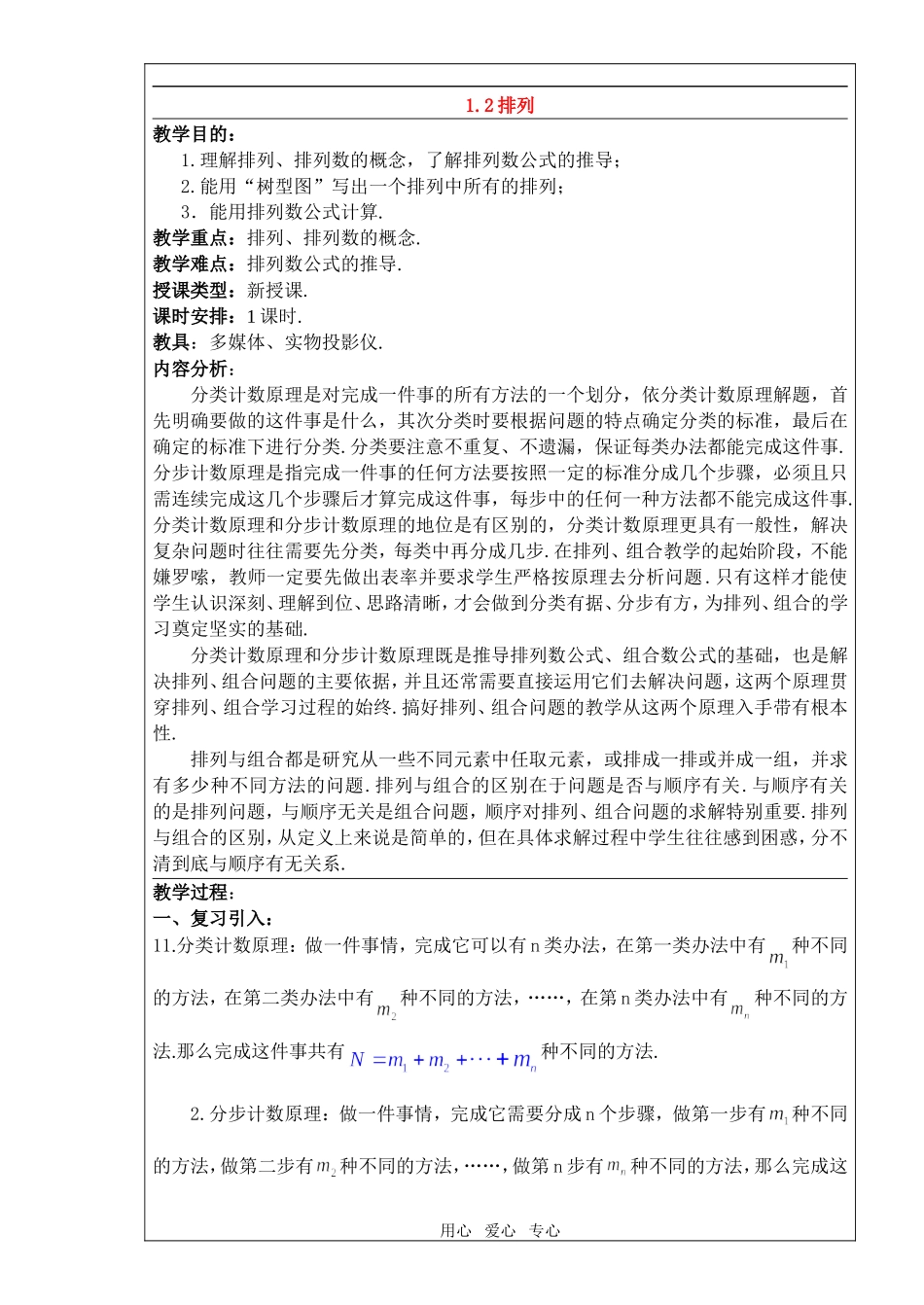 高中数学 1.2《排列》教案 苏教版选修2-3_第1页