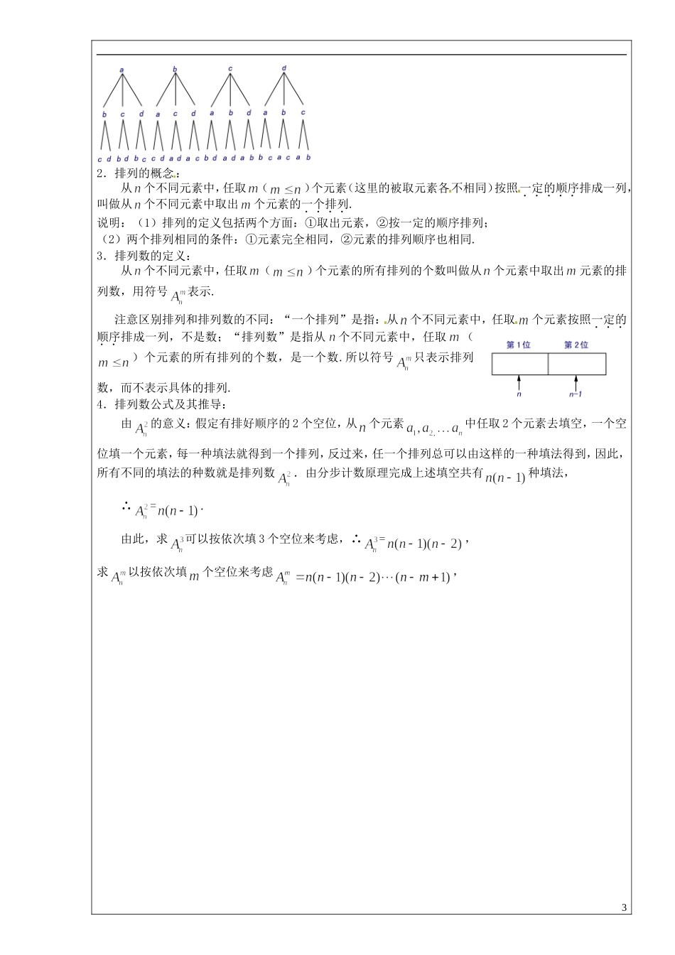 高中数学 1.2《排列》教案1 苏教版选修2-3-苏教版高中选修2-3数学教案_第3页