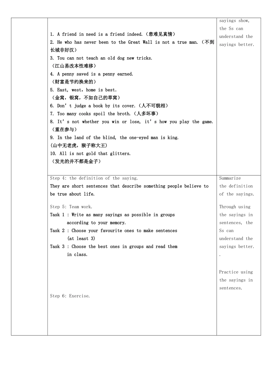 九年级英语下册 Unit 8 Lesson 44 Popular Sayings教学设计 （新版）冀教版_第2页