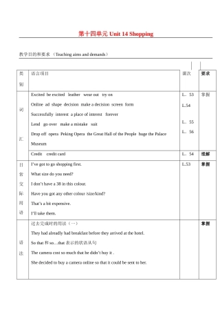 九年级英语第十四单元 Unit 14 Shopping教案新人教版