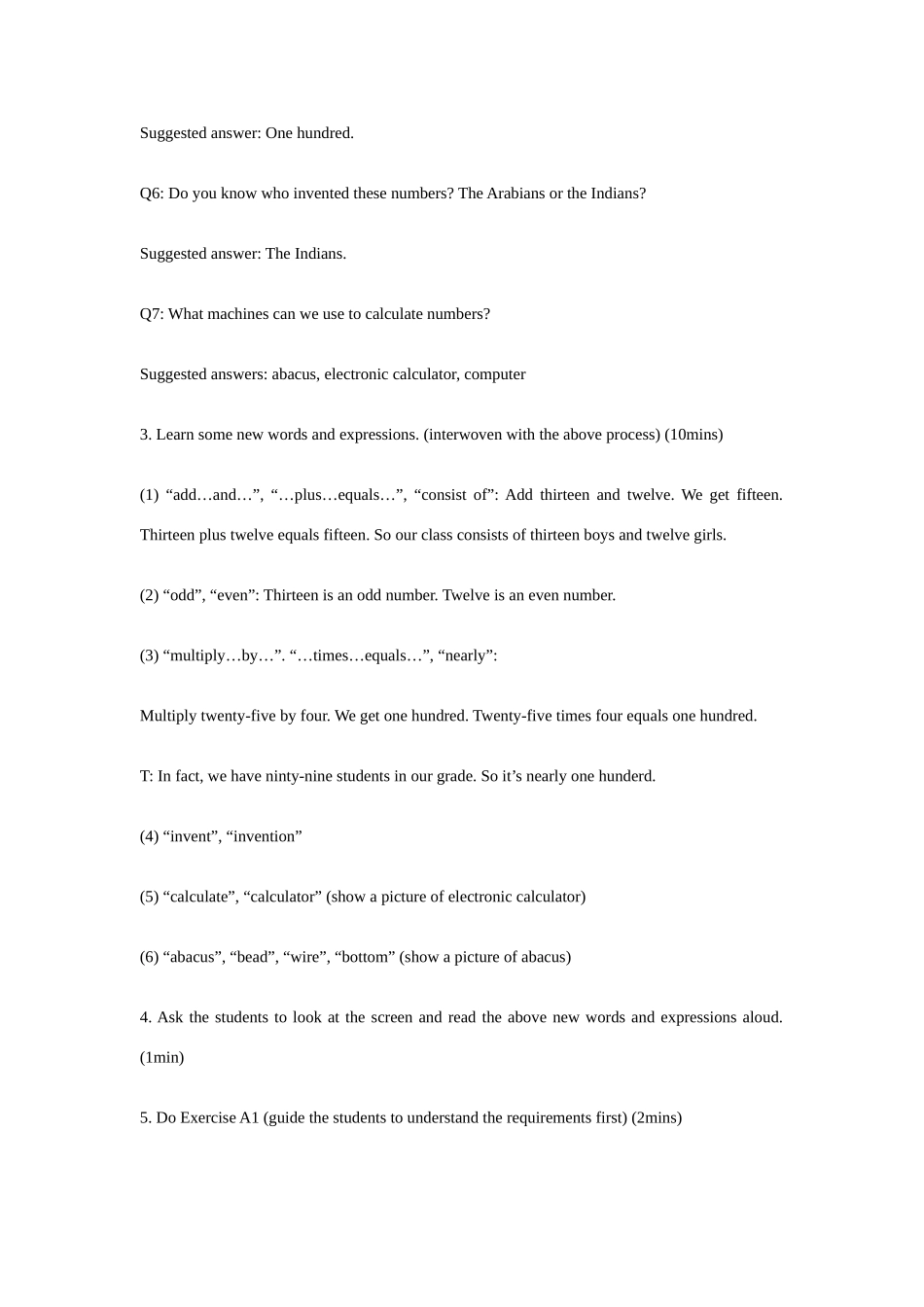 七年级英语上：Unit 4 The World of Numbers教案深圳牛津版_第3页