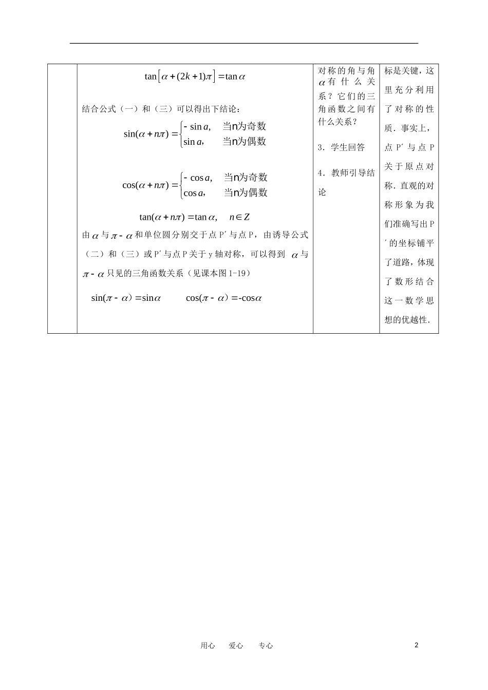 高中数学 1.2.4《诱导公式》教案1 新人教B版必修4_第2页