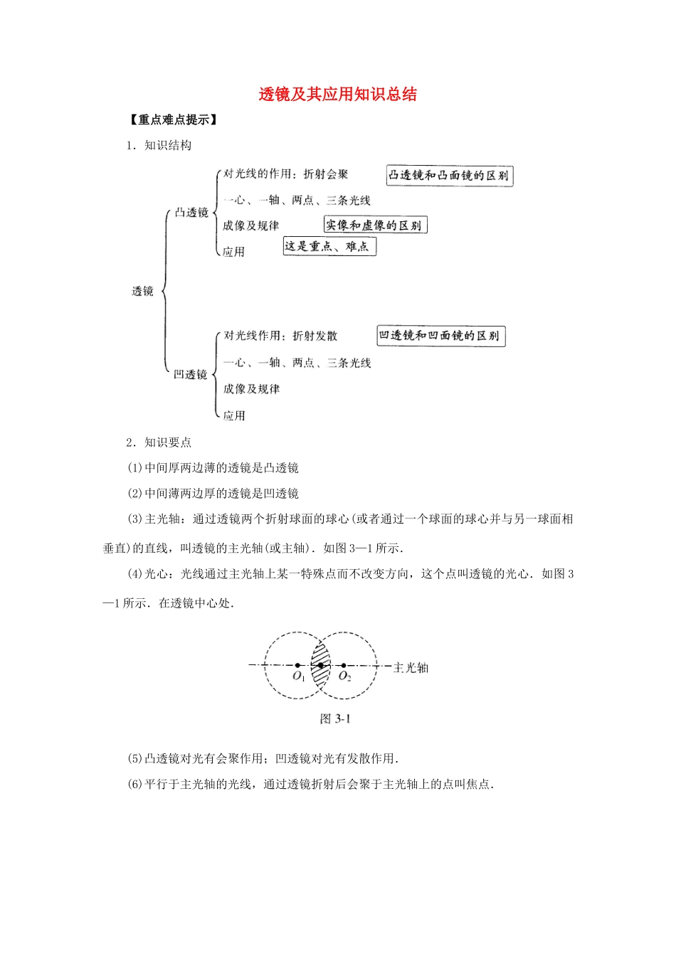 八年级物理上册 第三章透镜及其应用教案 人教新课标版_第1页