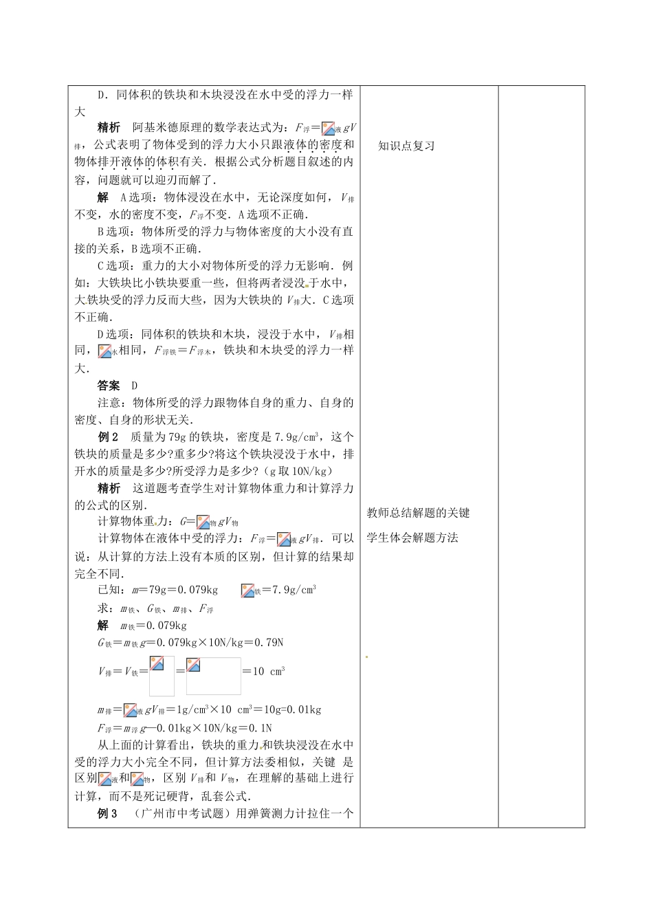 八年级物理下册 第10章《浮力》浮力及其应用教案4 （新版）新人教版-（新版）新人教版初中八年级下册物理教案_第2页