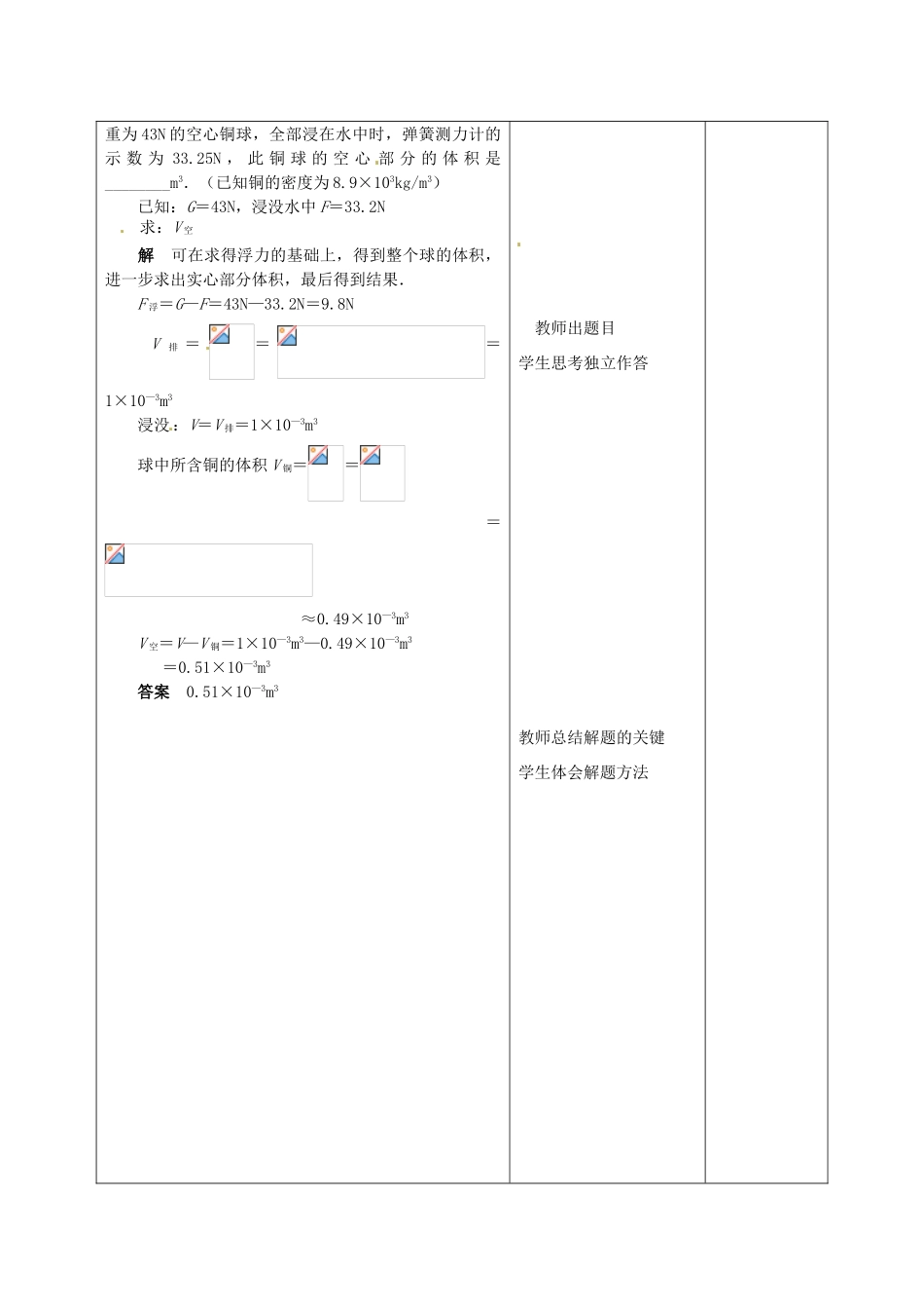 八年级物理下册 第10章《浮力》浮力及其应用教案4 （新版）新人教版-（新版）新人教版初中八年级下册物理教案_第3页