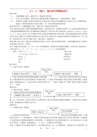 高中数学 1.2.1输入、输出语句和赋值语句003教案 新人教B版必修3
