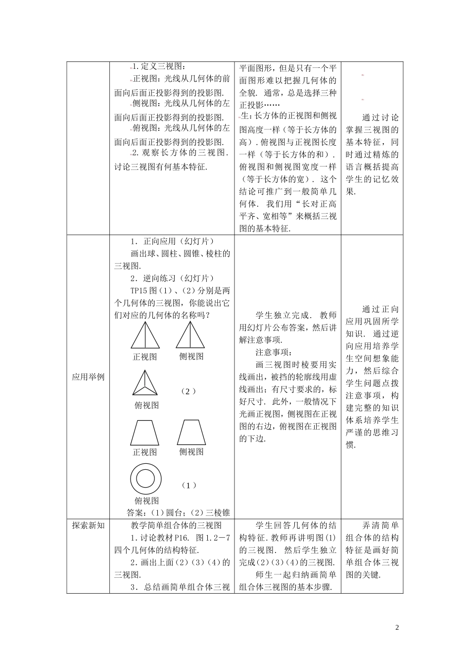 高中数学 1.2.1空间几何体的三视图精品教案 新人教A版必修2_第2页