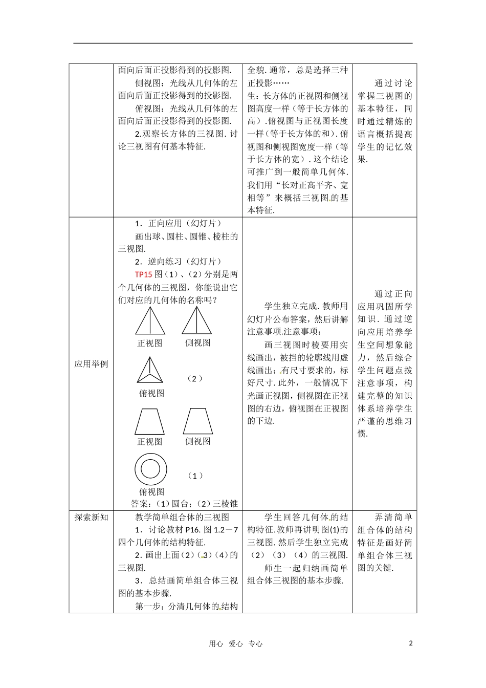 高中数学 1.2.1空间几何体的三视图教案 新人教A版必修2_第2页