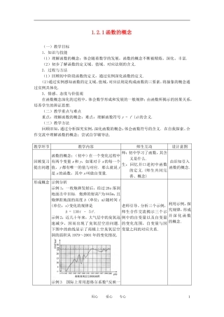 高中数学 1.2.1函数的概念全册精品教案 新人教A版必修1