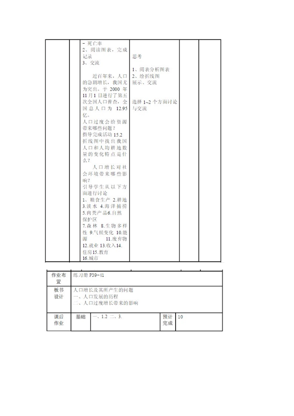 七年级科学下册 第15章 人与自然的协调发展 15.1 人口的增长及其所产生的问题教案 牛津上海版-牛津上海版初中七年级下册自然科学教案_第3页