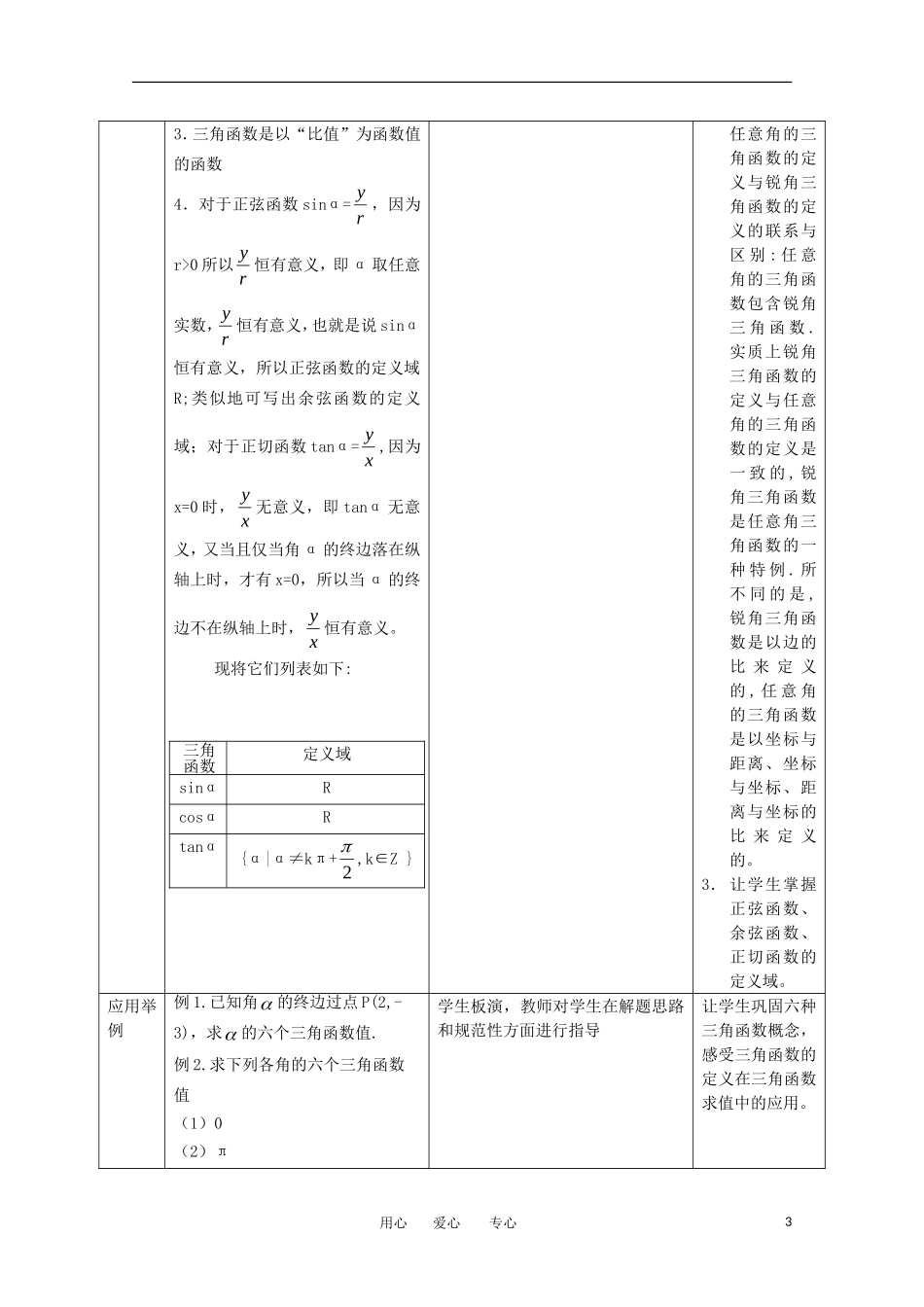 高中数学 1.2.1《三角函数的定义》教案2 新人教B版必修4_第3页