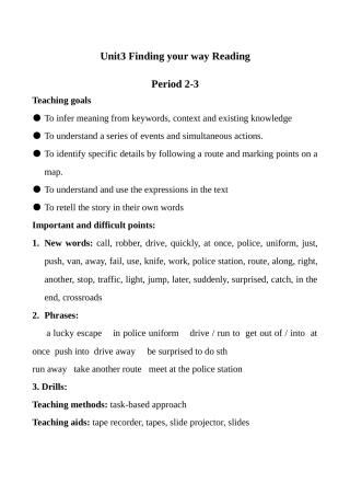 七年级英语Unit3 Finding your way Reading 2牛津版