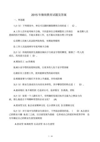 2015年继续教育学习考试题答案130