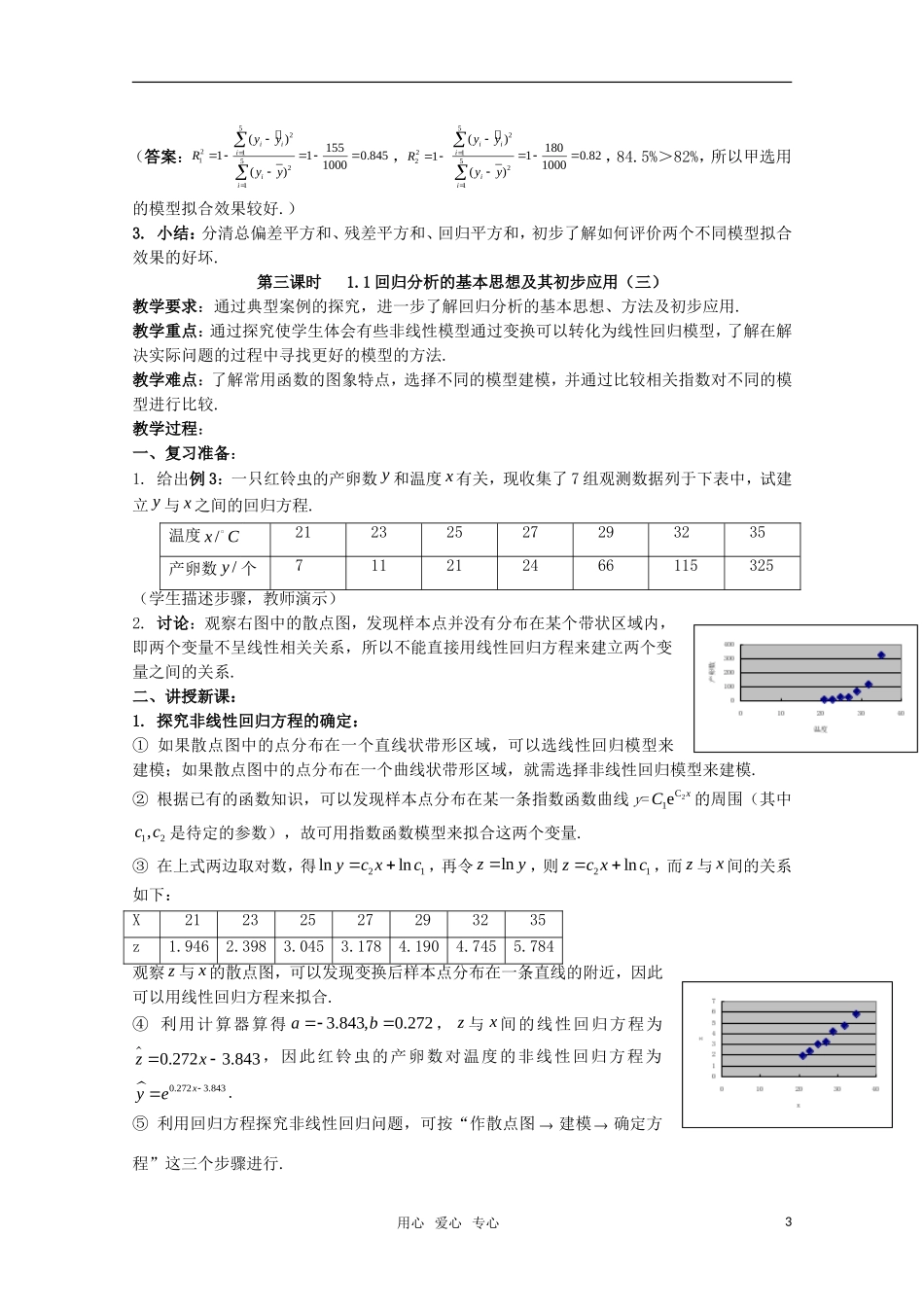 高中数学 1.1回归分析的基本思想及其初步应用教案 新人教A版选修1-2_第3页