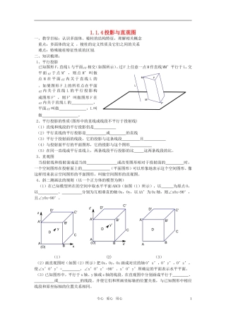 高中数学 1.1.4《投影与直观图》教案 新人教B版必修2