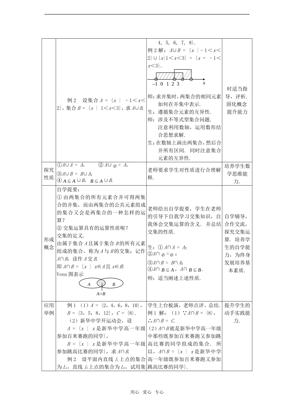 高中数学 1.1.3集合的并集和交集教案 新人教A版必修1_第2页