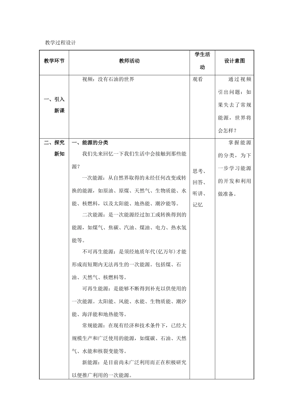 九年级物理全册 第22章 能源与可持续发展 第4节 能源与可持续发展教案 （新版）新人教版-（新版）新人教版初中九年级全册物理教案_第3页